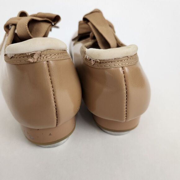 BALERA Tan Elastic Strap Bow Beginner Tap Dancing Shoes Little Girl's SZ 12.5C - Picture 4 of 12